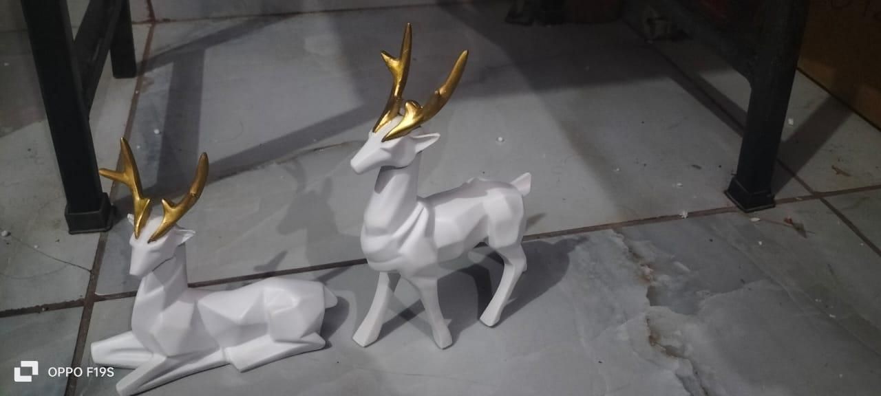 White Lucky Deer Set of 2