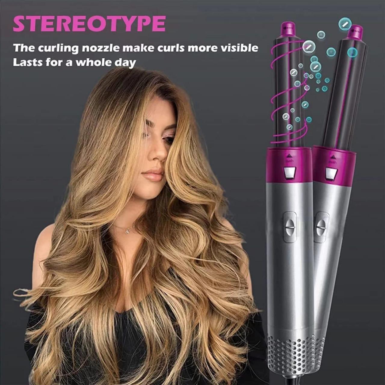 5 in 1 Multifunctional Hair Dryer Styling Tool, Detachable 5-in-1 Multi-Head Hot Air Comb, The Negative Ion Automatic Suction Hair Curler